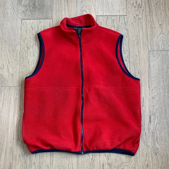 L.L. Bean Other - Vintage LL Bean Outdoor Men’s Medium Fleece Full Zipper Vest Made USA Red